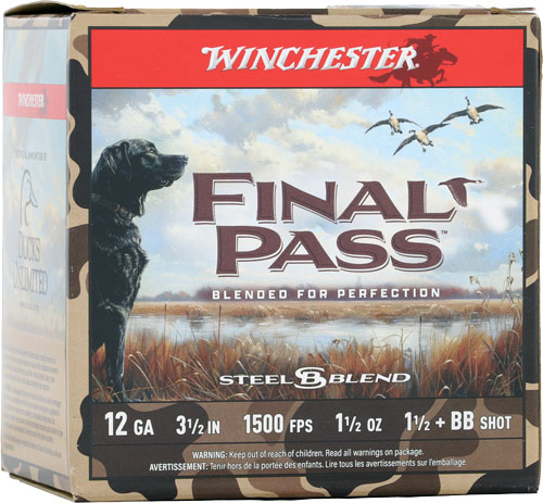 WINCHESTER FINAL PASS 12GA 3" - 1-1/2OZ #BB & 1.5 25RD 10BX/CS