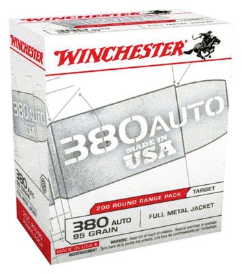 WINCHESTER USA 380 ACP 95GR - FMJ-RN 200RD 5BX/CS