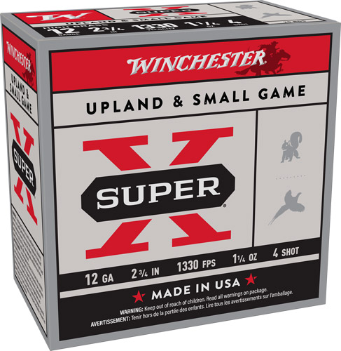 WINCHESTER SUPER-X 12GA 2.75" - 1-1/4OZ #4 1330FPS 25RD 10BX/C