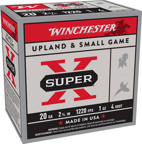 WINCHESTER SUPER-X 20GA 2.75" - 1OZ #4 1220FPS 25RD 10BX/CS