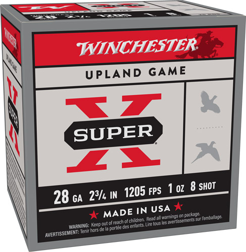 WINCHESTER SUPER-X 28GA 2.75" - 1OZ #8 1205FPS 25RD 10BX/CS