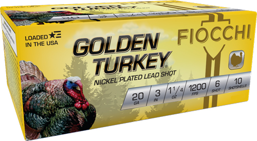 FIOCCHI GOLDEN TURKEY 20GA 3" - 1-1/4OZ #6 10RD 10BX/CS